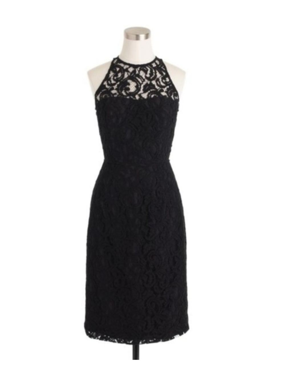 JCrew Black Pamela Dress In Leavers Lace Sheath Bridesmaid Cocktail Sz 6